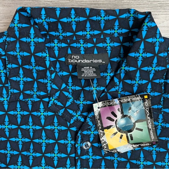 Y2K Deadstock Men’s No Boundaries Surf Beach Hawaiian Button Down Shirt Size M - Picture 2 of 5